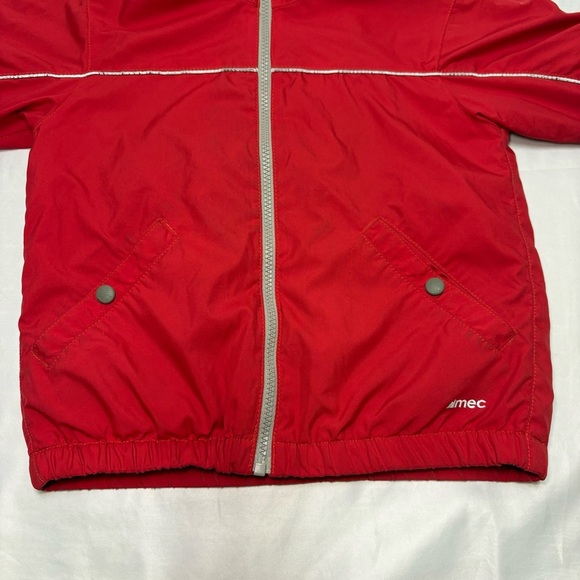 MEC Boys 4 Red Aquanator Fleece Lined Windbreaker Rain Jacket Hooded Full Zip - Picture 2 of 10